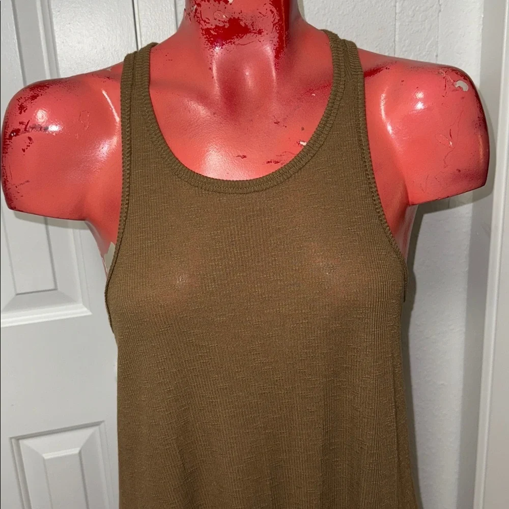 Free People tank top shirt blouse xs olive green boho muscle